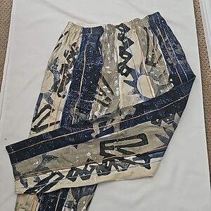 - V.C. Torias WOMANS PANTS BLUE AND TAN SIZE M/L ART TO WEAR METALLIC Y2K…